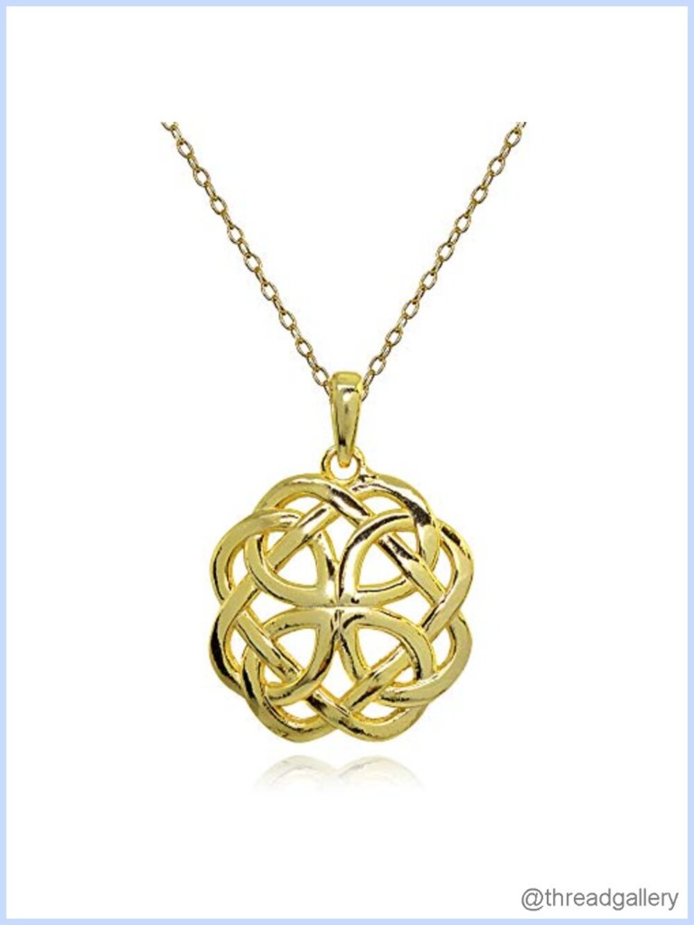 Sterling Silver Quaternary Celtic Knot Pendant Necklace Rolo Chain